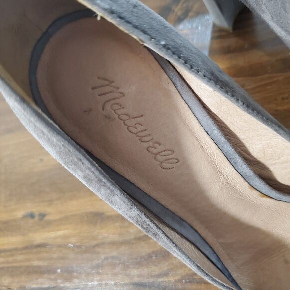 Madewell Suede Leather Pumps High Heel Women's 11 Taupe Brown Almond Toe Classic - Picture 4 of 12